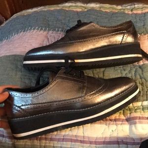 Zara Woman metallic loafers